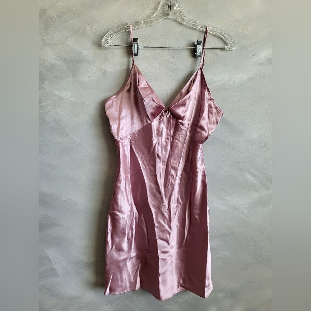 Purple Sateen Chemise Nightgown Mini Mudi Size M